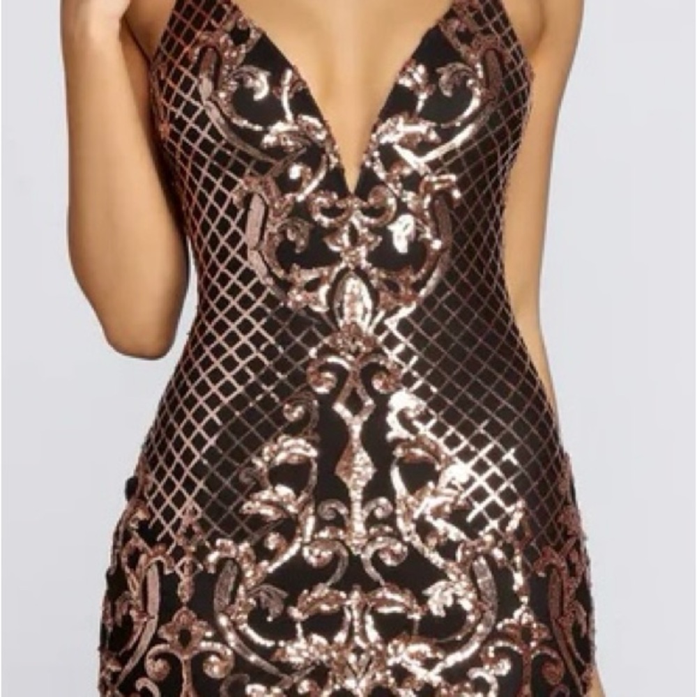 Elegant Black and Gold Women's Dress